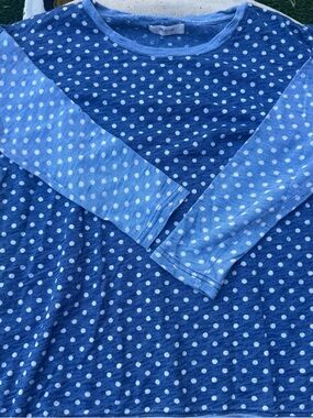 Madewell Navy and Light Blue Polka Dot Long Sleeve Tee